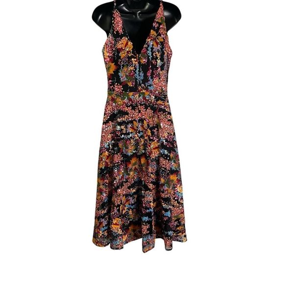 Dress The Population Elisa Embroidered Sequin Dress Medium Papaya Gown Sparkly - Picture 13 of 14